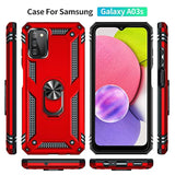 Compatible Phone Case For Samsung Galaxy A03S Case With Hd Screen Protector, Military Grade Protective Cases With Ring For Galaxy A03S (Red)