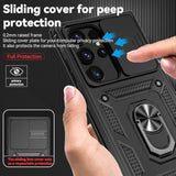 For Samsung Galaxy S24 Ultra Case With Camera Lens Cover Hd Screen Protector, Military-Grade Drop Tested Magnetic Ring Holder Kickstand Protective Phone Case For Samsung Galaxy S24 Ultra (Black)