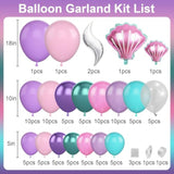 Mermaid Balloon Arch Garland Kit, Mermaid Tail Balloon Garland With Pastel Pink Purple Green Teal Metallic Latex Balloons For Girls Birthday Baby Shower, Under The Sea Shell Theme Party Decor Supplies