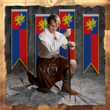 4 Pcs 4 Ft Medieval Fantasy Pull-Down Banner With Lion Design Hanging Party Bunting Banner Medieval Party Decorations Garden Cutouts Flag For Castle Theme Festival Birthday Decor