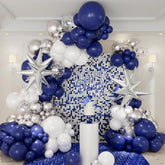 Navy Blue Balloon Arch Kit: Silver Star Party Decor (146pcs)