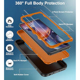 For Moto G 5G 2025 Case, With 2 Screen Protector Heavy Duty Drop Protection,Full Body 3 In 1 Rugged Shockproof Dust-Proof Protective Phone Cover For Motorola Moto G 5G 2025 (Orange)