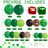 Video Game Balloon Garland Arch Kit, 124Pcs Green Black Brown Balloons Foil Balloons For Boy Gaming Birthday Party Decorations Supplies