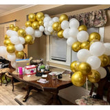 White and Gold Balloon Garland Kit 120pcs Metallic Confetti for Party Decorations