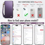 Compatible With Iphone 15 Plus Case Wallet With Rfid Blocking Card Holder For Women Men, Soft Pu Leather Magnetic Snap Flip Zipper Strap Wallet Phone Case Fit For Iphone 15 Plus 6.7", Purple