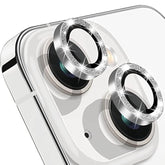 For Iphone 15 & Iphone 15 Plus Camera Lens Protector, Bling Glitter Diamond Lens Cover 9H Tempered Glass Camera Cover Anti Scratch Shockproof Screen Protector Individual Metal Lens Ring - 2Pcs