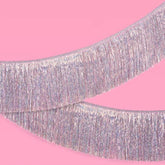 Silver Iridescent Fringe Banner - 5 Ft. | Bachelorette Party Decorations, Birthday Party Decor, 21St Bday Decor, Hbd, Photo Booth Banner Backdrop