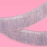 Silver Iridescent Fringe Banner - 5 Ft. | Bachelorette Party Decorations, Birthday Party Decor, 21St Bday Decor, Hbd, Photo Booth Banner Backdrop
