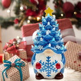 Ceramic Christmas Tree, Christmas Gnomes Decorations For Table Indoor, Blue Gnome Lighted Ceramic Tree Decor