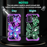For Galaxy A13 5G Case,Glow In The Dark Three Layer Heavy Duty Shockproof Full Body Hard Plastic Bumper+Soft Silicone Protective Case For Samsung Galaxy A13 5G,Amaranth Dark