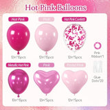 60Pcs Pink Balloons 12Inch, Metallic Hot Pink Confetti Balloon For Valentines Day Wedding Bridal Shower Birthday Party Decorations