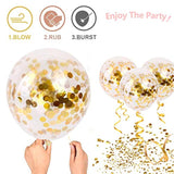 50Pcs Gold Confetti Latex Balloons, 12 Inch Gold Balloons With Golden Paper Dots For Graduation Wedding Birthday Baby Shower Party Decorations