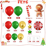 Christmas Balloon Garland Kit Gingerbread Arch Green Red Gold Candy Cane Balloons