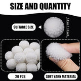 20 Pcs Christmas Yarn Pom Poms Balls For Diy Handmade Crafts Fuzzy Pompoms For Christmas Diy Hats Thanksgiving Party Holiday Hanging Home Decorations(1.5 Inch,White)