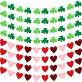8 Pieces Heart Garland St. Patrick'S Day Garland Green Felt Shamrock G