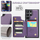 For Samsung Galaxy S23 Ultra Wallet Case With Card Holder, Rfid Blocking Credit Slots Kickstand Shockproof Phone Cover For Women Men, Purple