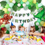 Dinosaur Balloons Arch Garland Kit - 40" Foil Dino Balloons, Happy Birthday Banners & Cake Topper For Jungle Dinosaur Party For Boys & Kids