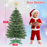 3 Ft Artificial Christmas Tree For Tabletop, Mini Xmas Tree With 4-Leg Stable Base, Small Xmas Tree For Indoor Outdoor Holiday Home Office Party Christmas Decorations (Green)