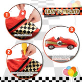 8 Pcs Race Car Balloons Including Large 43 Inch Red Racing And Wheel Tire And Checkered Flag Foil Balloons For Baby Shower Two Fast Speedy Car Themed Birthday Party Decorations Supplies
