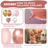 Rose Gold Balloons Arch Kit, 140Pcs Metalic Rose Gold Metallic Gold White Pink With Confetti Balloons For Bridal Shower Baby Shower Bachelorette Birthday Wedding Girl Anniversary Decorations