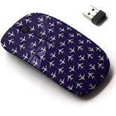 2.4G Wireless Mouse With Cute Pattern Design For All Laptops And Desktops With Nano Receiver - Airplanes