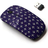 2.4G Wireless Mouse With Cute Pattern Design For All Laptops And Desktops With Nano Receiver - Airplanes
