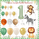 Wild One Birthday Decorations,Jungle Safari Animal Theme First Birthday Decorations Baby Shower Party Supplies For Boy Girl Photo Banner, Balloon Box, Balloons Garland, High Chair Banner, Backdrop