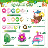 252 Pcs Luau Birthday Party Decorations, Hawaiian Party Decorations Pack, Tropical Party Supplies,Balloon Arch, "Aloha" "Happy Birthday" Banner, Artificial Leaves,Cake Topper, Table Skirt