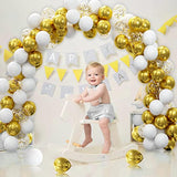 62Pcs Gold White Balloons Kit - 12 Inches Gold White Confetti Party Decoration Balloons For Graduation Baby Shower Birthday Wedding Party Decorations Supplies