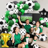 Soccer Party Decorations, 113Pcs Soccer Party Balloon Garland Arch Kit Green White Black Balloons With Soccer Foil Balloons For Soccer Theme Birthday Party Decorations
