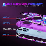 For Iphone 12 Pro Max Case,Glow In The Dark Three Layer Heavy Duty Shockproof Protection Hard Plastic Bumper+Soft Silicone Protective Case For Apple Iphone 12 Pro Max,Dark Butterfly
