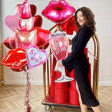 Valentines Day Balloons, Valentines Day Decorations Foil Balloons Includes Xoxo Lips Lipstick Love Balloons Valentines Day Decorations,Happy Valentines Day Balloons For Valentines Day Party