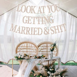 Look At You Getting Married Banner Bachelorette Just Married Bridal Decor Champagne