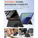 Samsung Galaxy Z Fold 7 Case with S Pen Holder & Stylus & Invisible Kickstand, Magnetic Privacy Screen Protector Hinge Phone Cover for Samsung Z Fold 7 Case with Slim S Pen Holder - Black
