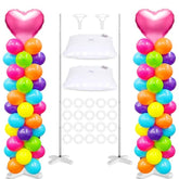 2 Sets Adjustable Balloon Column Stand Kit, Metal 9 Feet Balloon Stands For Floor, Balloon Tower Decorations For Baby Shower Graduation Birthday Wedding Party