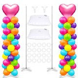 2 Sets Adjustable Balloon Column Stand Kit, Metal 9 Feet Balloon Stands For Floor, Balloon Tower Decorations For Baby Shower Graduation Birthday Wedding Party