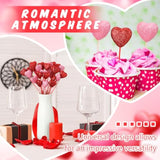 6 Pcs Valentine'S Day Glitter Foam Hearts Sticks Foam Heart Picks Sparkly Hearts Stems Puffy Heart Wooden Picks For Valentine Wedding Decorations Flower Arrangements Crafts (Red,Pink)