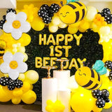 Happy 1st Bee Day Balloon & Backdrop – Bumble Bee First Birthday Party Decorations
