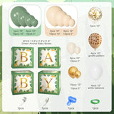 Baby Boxes Safari Jungle Baby Shower Decorations For Boy Girl, Safari Balloons Garland Arch Kit With 4Pcs Sage Green Animal Baby Boxes Nude Giraffe Print Balloons For Wild One Birthday Party Supplies