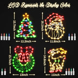 16 Inch Christmas Window Silhouette Lights Decorations, 4 Pack Waterproof Window Hanging Lights Elk, Christmas Tree, San