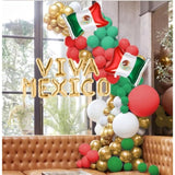 Mexico Balloon Arch Garland Kit, 154 Pcs Green White Red Gold Mexico Flag Viva Foil Balloons For Mexico Independence Day Jdia De La Independencia Theme Birthday 16Th September Party Decoration (Green)
