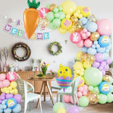 Easter Balloon Garland Arch Kit, Pastel Balloon Arch Macaron Balloons With Chicken Egg Carrot Foil Balloons For Happy Easter Party Birthday Party Supplies Baby Shower Decorations