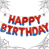 Spider Themed Happy Birthday Banner Party Decorations Kit With Spider Balloons, Colorful Superhero Backdrop Supplies For Boys Kids Indoor Outdoor Celebration, Themed Party Essentials(Spider Blue+Red)