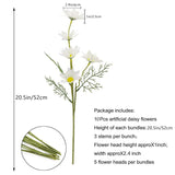Artificial Flowers10 Bundles Artificial Daisy Flowers 20.5" High Small Daisy Artificial Flower Outdoor Silk Flowers Fake Wildflowers Faux Greenery Shrubs Plants Home Decoration