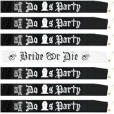 7 Pcs Bride Or Die Bachelorette Party Decorations, White Bride Or Die Sash And Black Till Death Do Us Sashes For Hen Party Bridal Shower Wedding Engagement Halloween Bachelorette Supplies