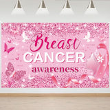 Breast Cancer Awareness Decorations, Breast Cancer Awareness Backdrop,Breasts Cancer Awareness Banner,Pink Ribbon Banner Backdrop for Breast Cancer Decor, 72x43 Inch (PINK)
