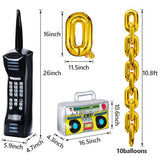 22 Pieces Inflatable Radio Boombox Inflatable Mobile Phone And 16 Inch Gold Inflatable Foil Chain Balloons 80S 90S Party Decorations Supplies Cosplay Props Hip Hop Theme Birthdays Weddings Graduations