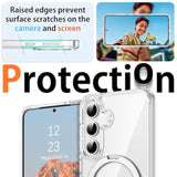 For Samsung Galaxy S25 Case Magnetic, Samsung S24 Case With Ring Stand, Full Protective Cover Slim Shockproof Kickstand Phone Cases For Samsung S25/S24 6.2", Clear