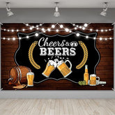 Cheers And Beers Party Decorations,Retro Rustic Wooden Board 30Th 40Th 50Th Birthday Theme Party Photography Banner Backdrop For Men Beer Whiskey Birthday Supplies