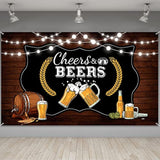 Cheers and Beers Party Retro Wooden Board Birthday Banner Backdrop for Men